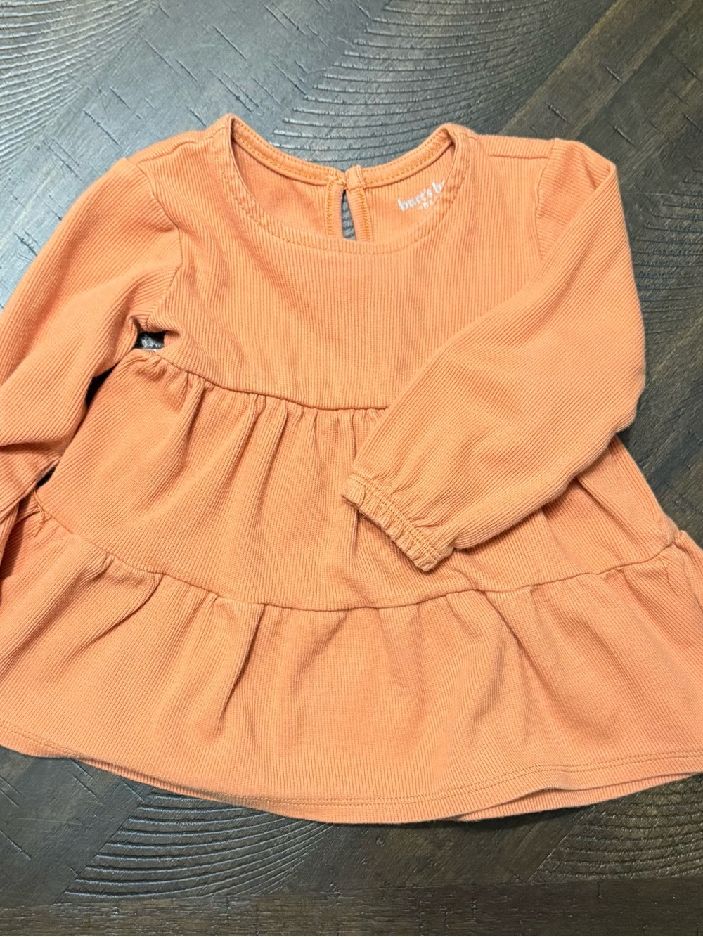 Long Sleeve Tiered Dress in Rust Orange